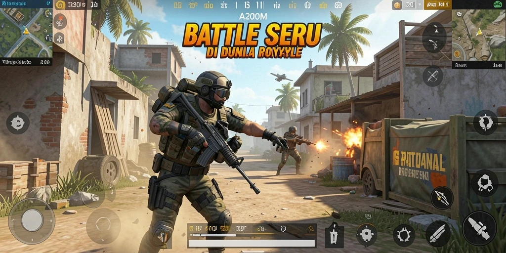 Gameplay A200M yang mendebarkan dalam arena Battle Royale.