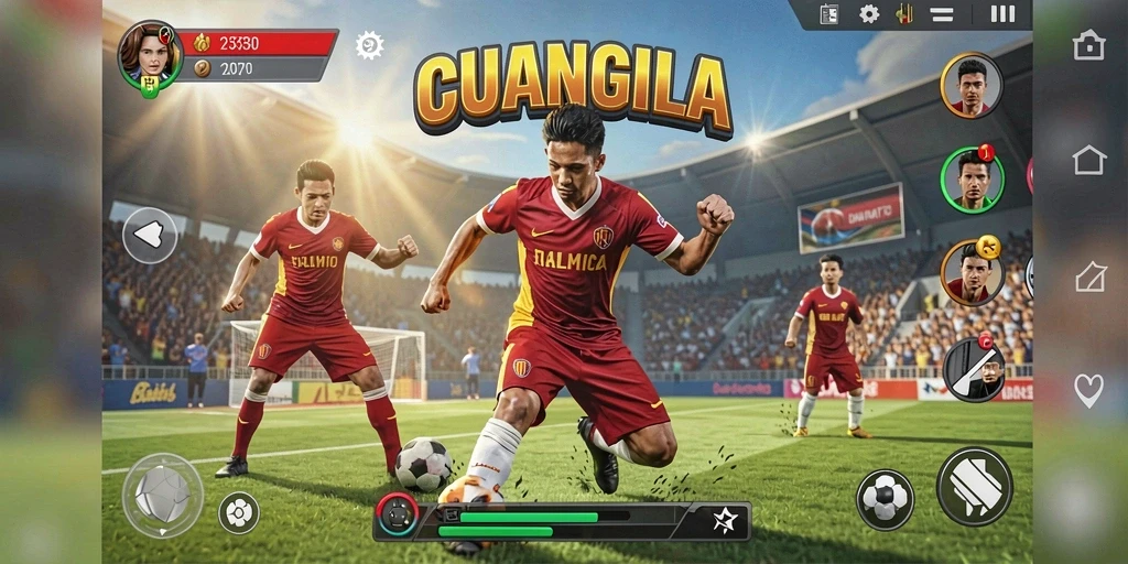 Tampilan gameplay CUANGILA yang mendebarkan dan penuh aksi olahraga.
