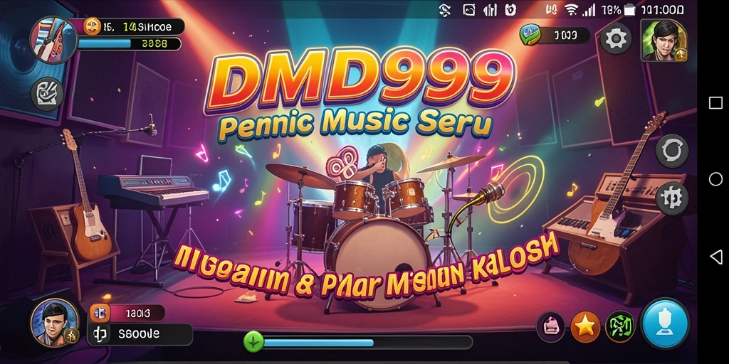 Tampilan gameplay DMD999 dengan irama musik yang menyenangkan.