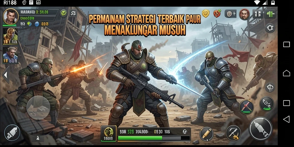 Tangkapan layar utama RI188 menampilkan aksi strategis yang intens.